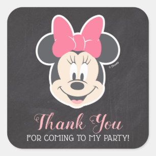 Minnie Mouse Chalkboard Birthday   Thank You Square Sticker