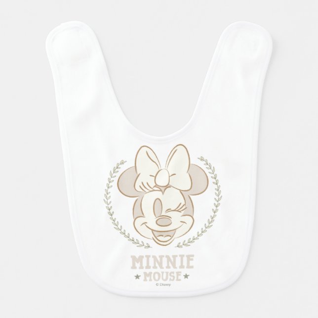 Minnie Mouse Cheer Minimal Infant Doodle Baby Bib (Front)