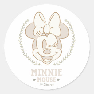 Minnie Mouse Cheer Minimal Infant Doodle Classic Round Sticker