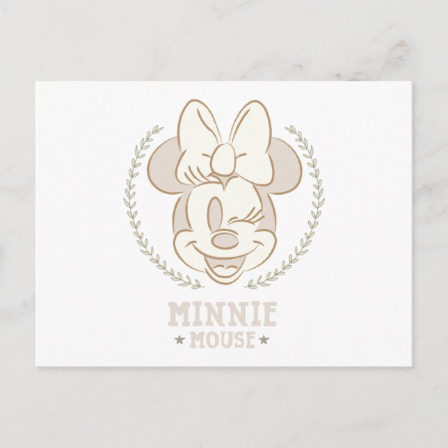 Minnie Mouse Cheer Minimal Infant Doodle Postcard (Front)
