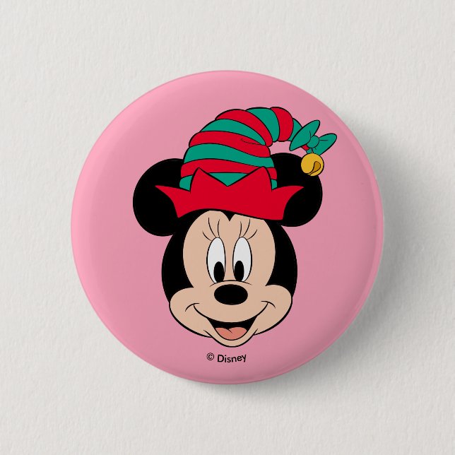 Minnie Mouse | Christmas Elf Hat Button (Front)