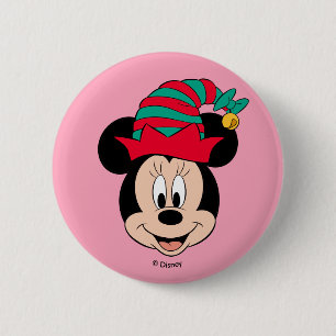 Minnie Mouse   Christmas Elf Hat Button