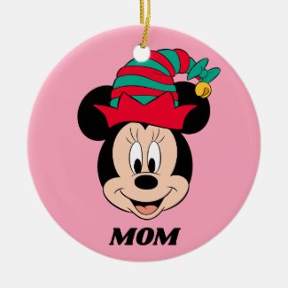 Minnie Mouse | Christmas Elf Hat Ceramic Ornament