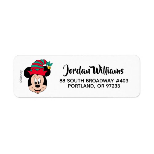 Minnie Mouse  Christmas Elf Hat Label
