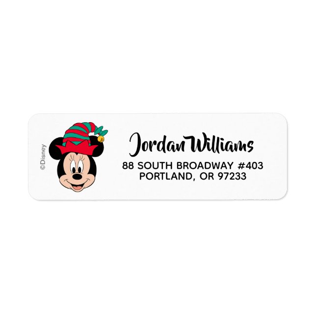 Minnie Mouse | Christmas Elf Hat Label (Front)