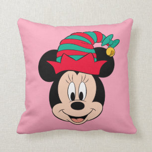 Minnie Mouse Christmas Elf Hat Throw Pillow