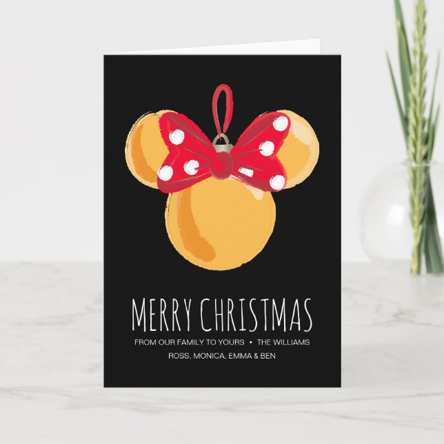 Minnie Mouse Christmas Ornament Holiday Card (Front)