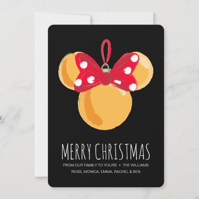 Minnie Mouse Christmas Ornament Holiday Card (Front)
