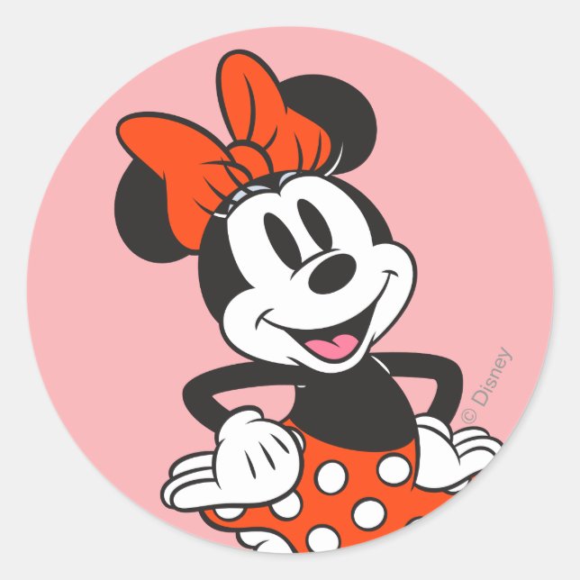 Minnie Mouse Classic Hands on Hips Pose Round Sticker (Front)