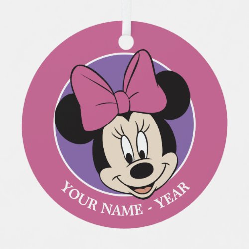 Minnie Mouse  Classic Smiling Add Your Name Metal Ornament