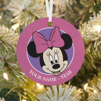 Minnie Mouse | Classic Smiling Add Your Name Metal Ornament