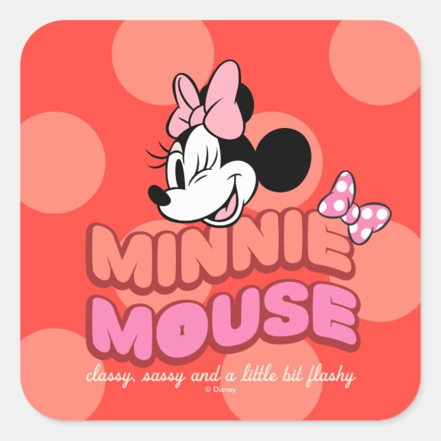 Minnie Mouse Classy Sassy and Flashy Square Sticker (Front)