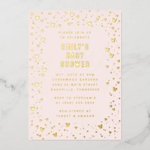 Minnie Mouse Confetti Girl Baby Shower Foil Invitation