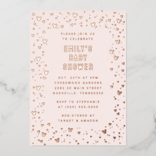 Minnie Mouse Confetti Girl Baby Shower Foil Invitation