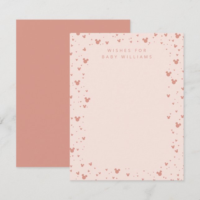 Minnie Mouse Confetti Girl Baby Shower Note Card (Front/Back)