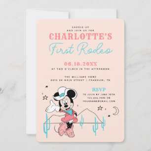 Minnie Mouse   Cowboy 1st Rodeo Birthday Invitation