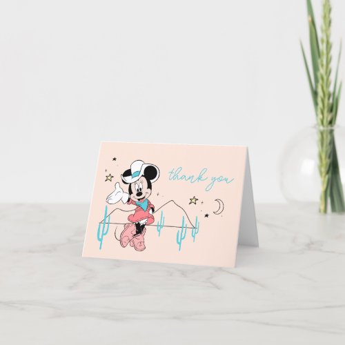 Minnie Mouse  Cowgirl Rodeo Birthday Thank You Card