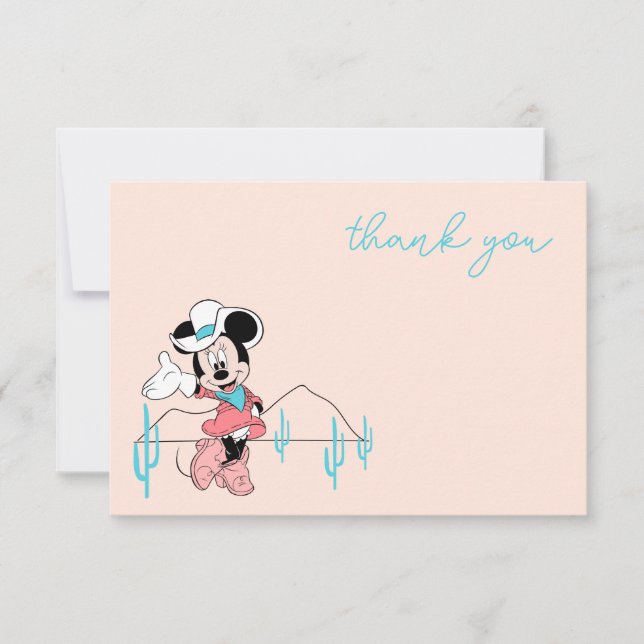 Minnie Mouse | Cowgirl Rodeo Birthday Thank You Card (Front)