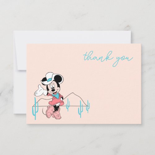 Minnie Mouse  Cowgirl Rodeo Birthday Thank You Card