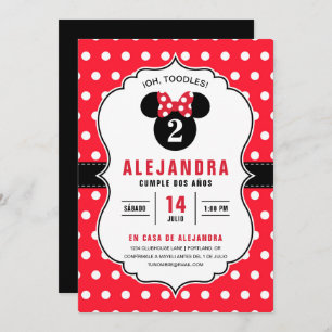 Minnie Mouse Cumpleaños de lunares rojos y blancos Invitation