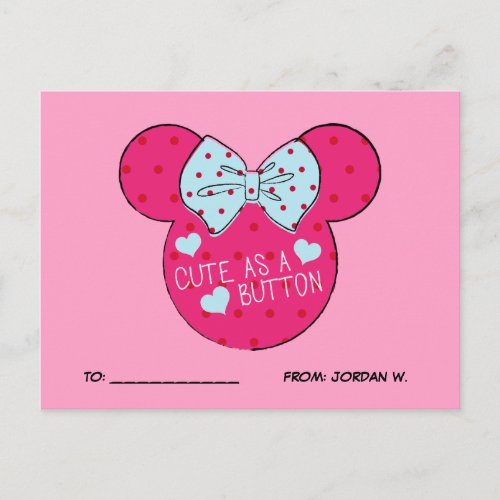 Minnie Mouse  Cute as a Button Holiday Postcard