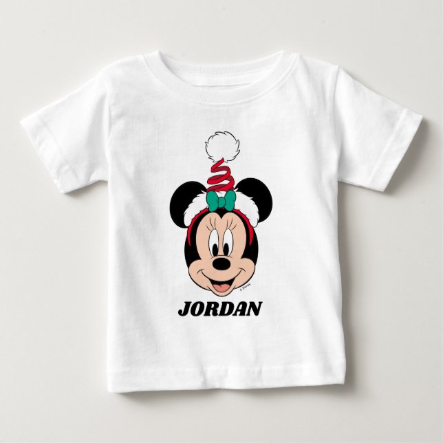 Minnie Mouse | Cute Christmas Hat Baby T-Shirt (Front)