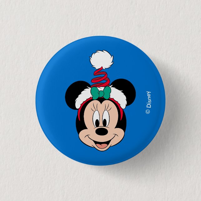 Minnie Mouse | Cute Christmas Hat Button (Front)