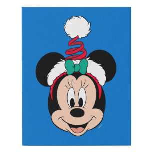 Minnie Mouse   Cute Christmas Hat Faux Canvas Print