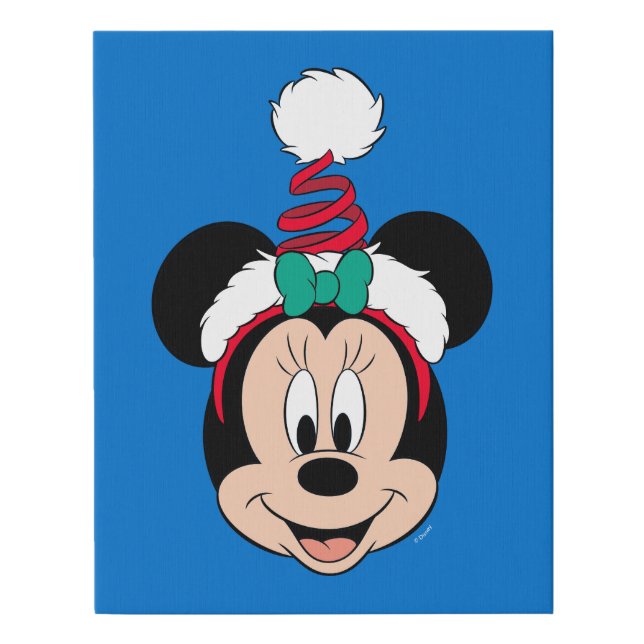 Minnie Mouse | Cute Christmas Hat Faux Canvas Print (Front)