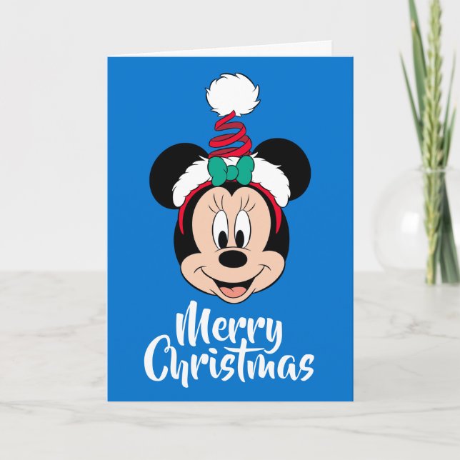 Minnie Mouse | Cute Christmas Hat Holiday Card (Front)