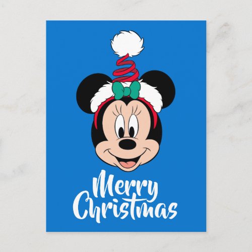 Minnie Mouse  Cute Christmas Hat Holiday Postcard