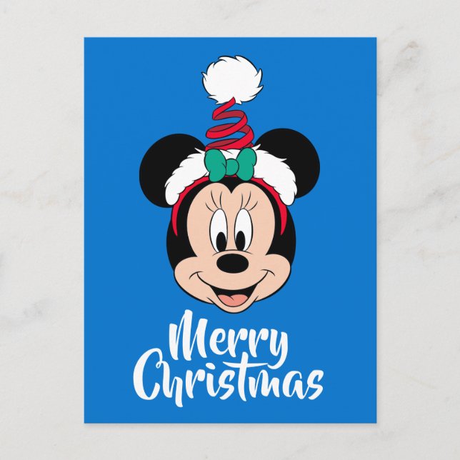 Minnie Mouse | Cute Christmas Hat Holiday Postcard (Front)
