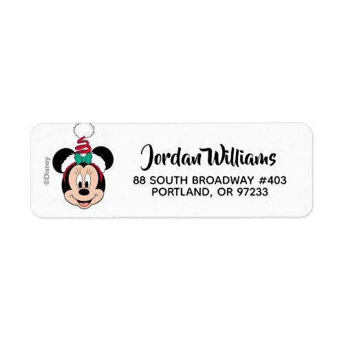 Minnie Mouse  Cute Christmas Hat Label