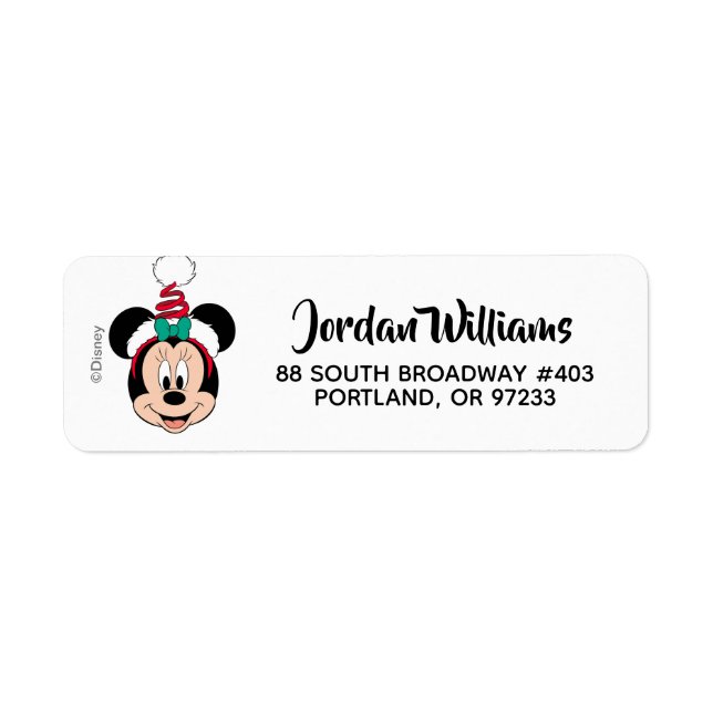 Minnie Mouse | Cute Christmas Hat Label (Front)