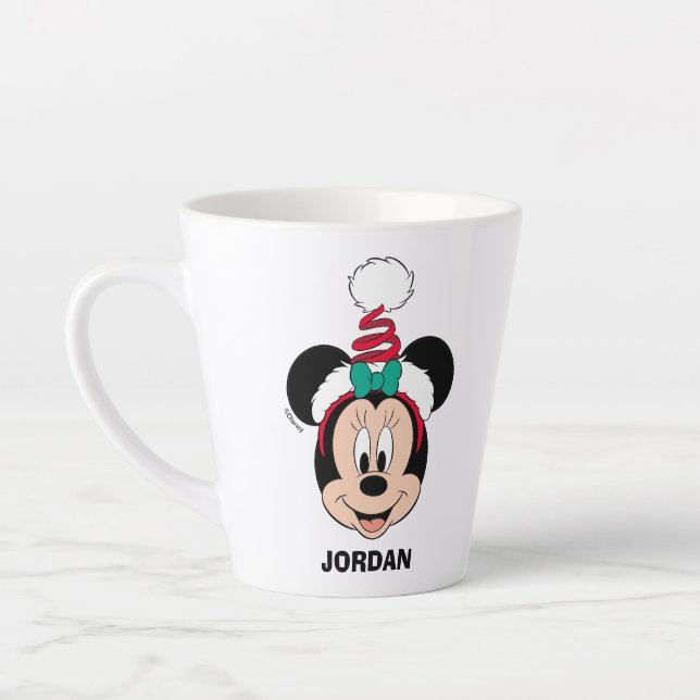Minnie Mouse | Cute Christmas Hat Latte Mug (Left)