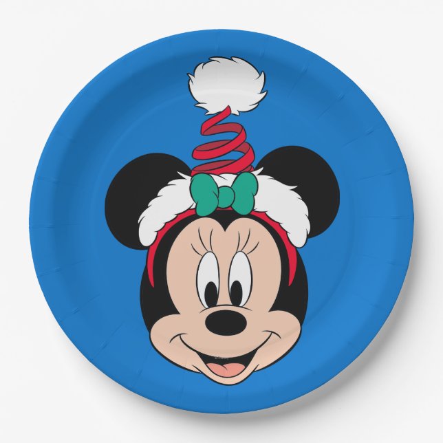 Minnie Mouse | Cute Christmas Hat Paper Plates (Front)