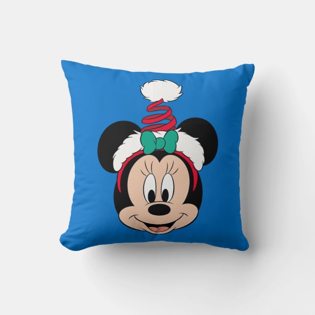 Minnie Mouse | Cute Christmas Hat Throw Pillow (Front)