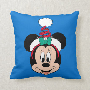 Minnie Mouse Cute Christmas Hat Throw Pillow