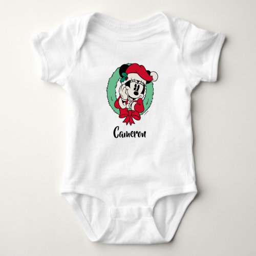 Minnie Mouse  Cute Holiday Wreath Baby Bodysuit