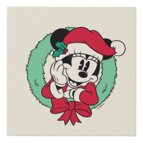 Minnie Mouse  Cute Holiday Wreath Faux Canvas Print