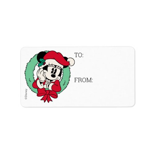 Minnie Mouse  Cute Holiday Wreath Label