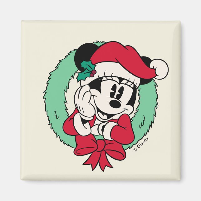 Minnie Mouse | Cute Holiday Wreath Magnet (Front)