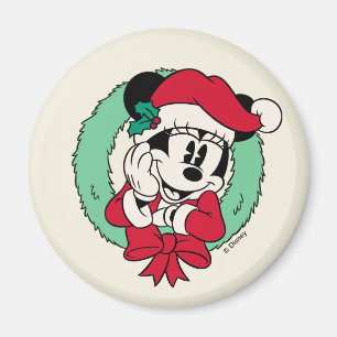 Minnie Mouse   Cute Holiday Wreath Magnet