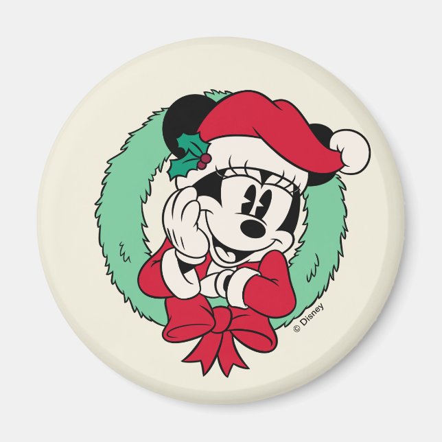 Minnie Mouse | Cute Holiday Wreath Magnet (Front)
