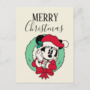 Minnie Mouse   Cute Holiday Wreath Postcard