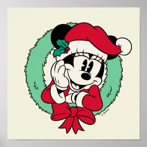 Minnie Mouse  Cute Holiday Wreath Poster