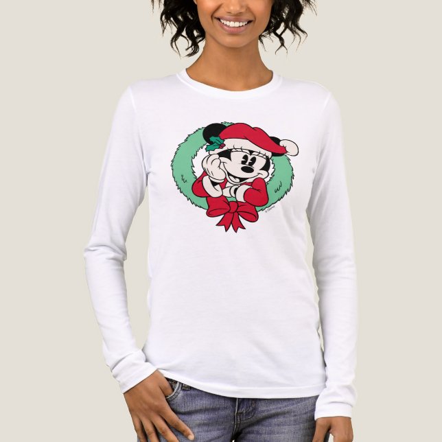 Minnie Mouse | Cute Holiday Wreath Tri-Blend Shirt (Front)