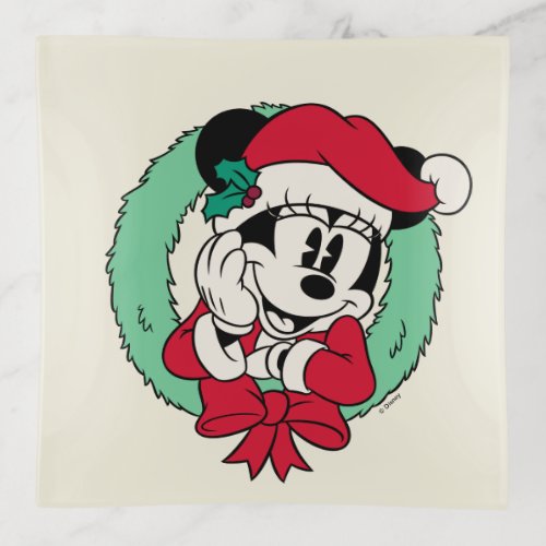 Minnie Mouse  Cute Holiday Wreath Trinket Tray