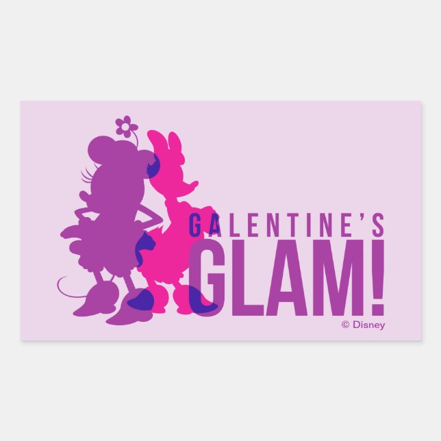 Minnie Mouse & Daisy Duck | Galentine's Glam! Rectangular Sticker (Front)