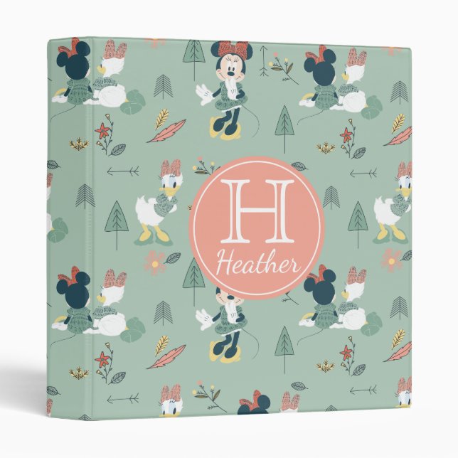 Minnie Mouse & Daisy Duck | Let's Get Away Pattern 3 Ring Binder (Front/Spine)